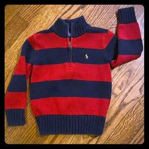 Boys size 2t polo red and navy sweater